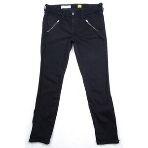 Pilcro Anthropologie Jeans Womens Size 29 Black Serif Mid-Rise Zip Moto Skinny‎